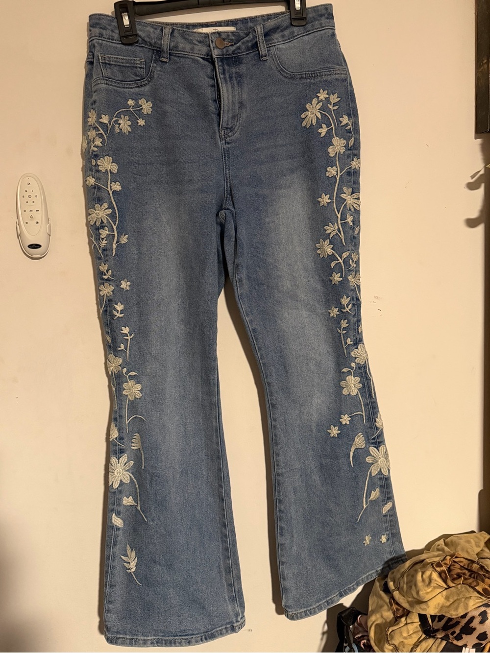 Women's EST. 1946 Light Blue Embroidered Flare Jeans, size 12, VGUC